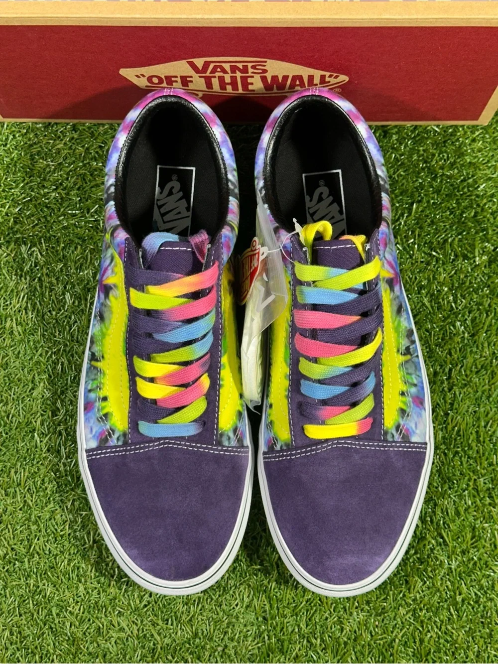 Vans Old Skool Purple Suede Tie-Dye Neon Yellow Stripe Men’s 10.5, 11 , VN038G1V